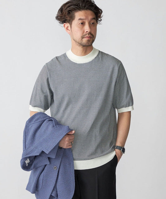 SHIPS: CORDURA(R) TEXBRID(R) モックネック ニット Tシャツ