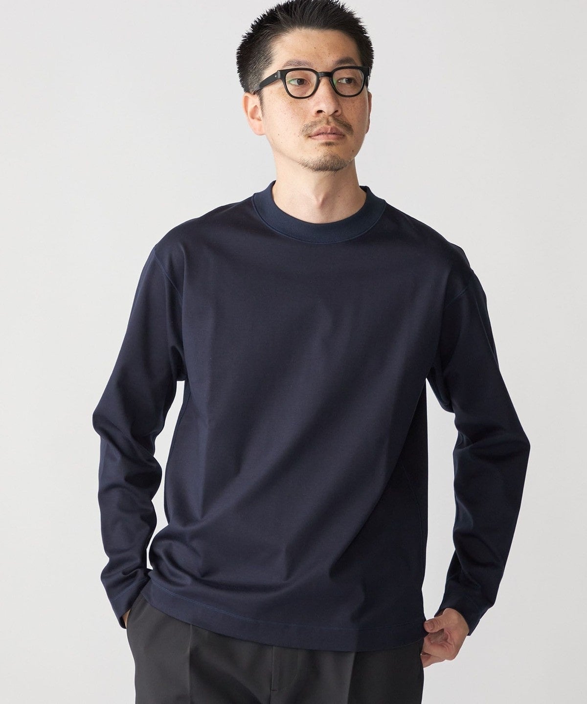 SHIPS: コットン ハイゲージ ポンチ ライト ロングスリーブ Tシャツ