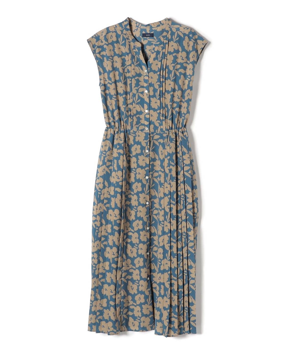 【WEB限定】〈洗濯機可能〉ドット 花柄 サイド プリーツ フレンチスリーブ ワンピース