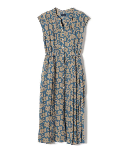 【WEB限定】〈洗濯機可能〉ドット 花柄 サイド プリーツ フレンチスリーブ ワンピース