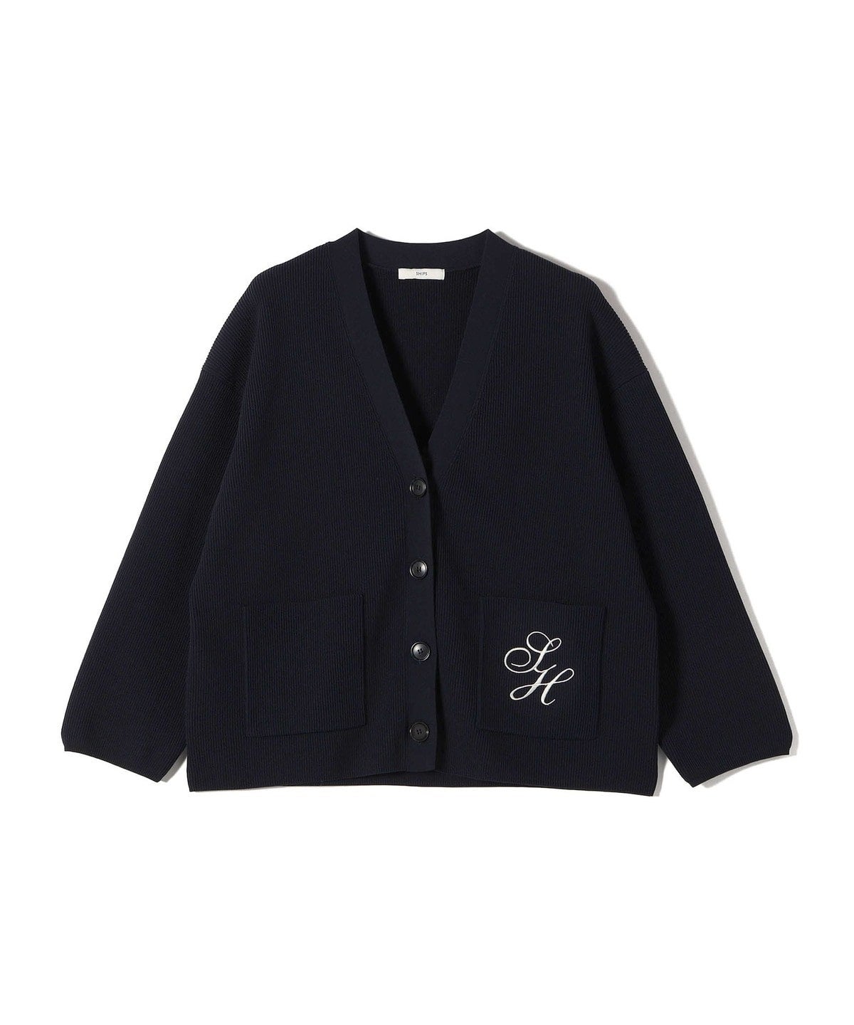 〈手洗い可能〉ワンポイント 刺繍 Vネック カーディガン