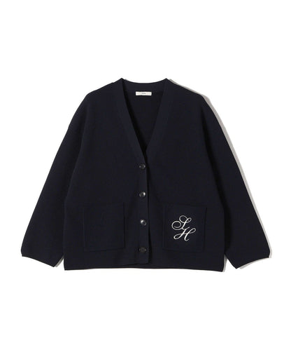 〈手洗い可能〉ワンポイント 刺繍 Vネック カーディガン