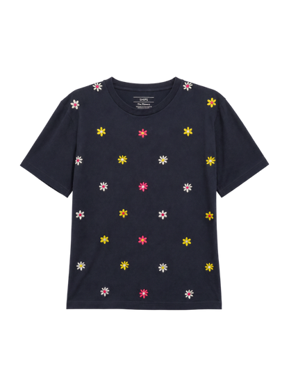 SU: フラワーエンブロイダリー Tシャツ