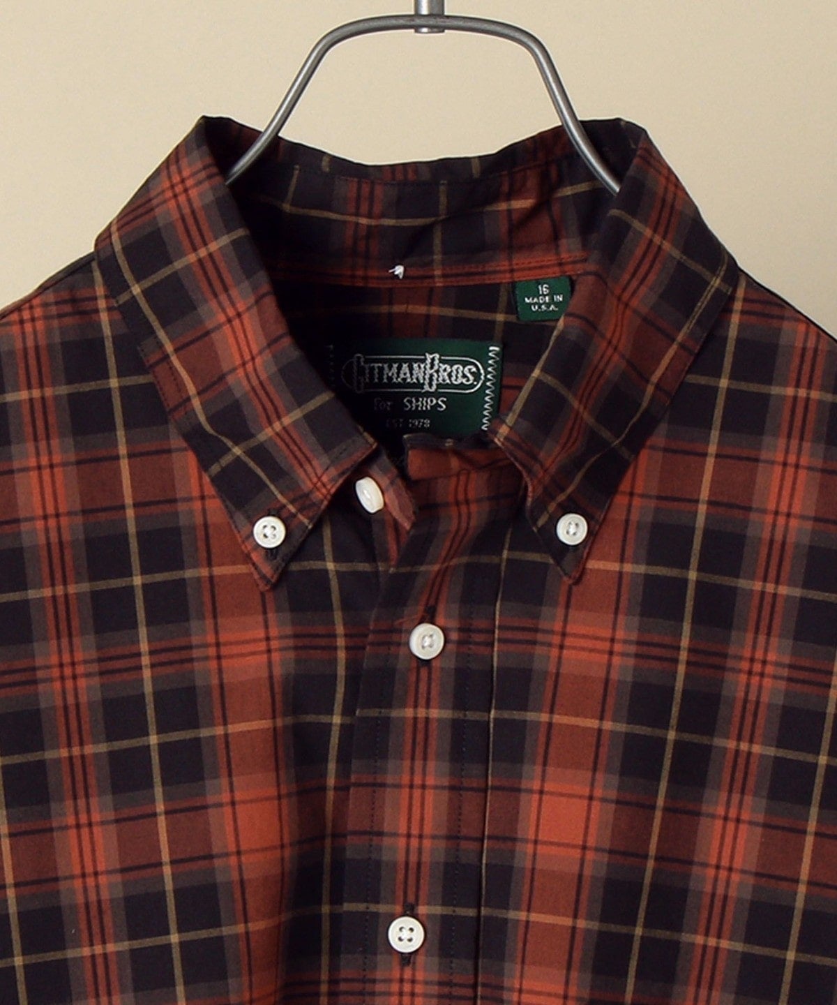 GITMAN VINTAGE: ポプリン チェック ボタンダウン シャツ