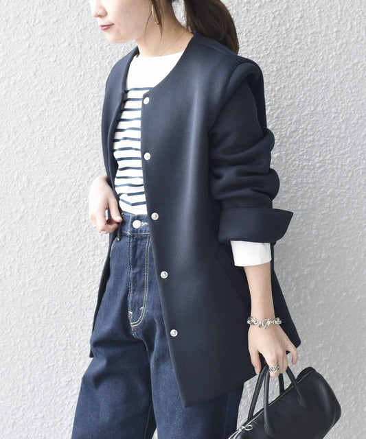 〈手洗い可能〉スナップボタンライトショートコート