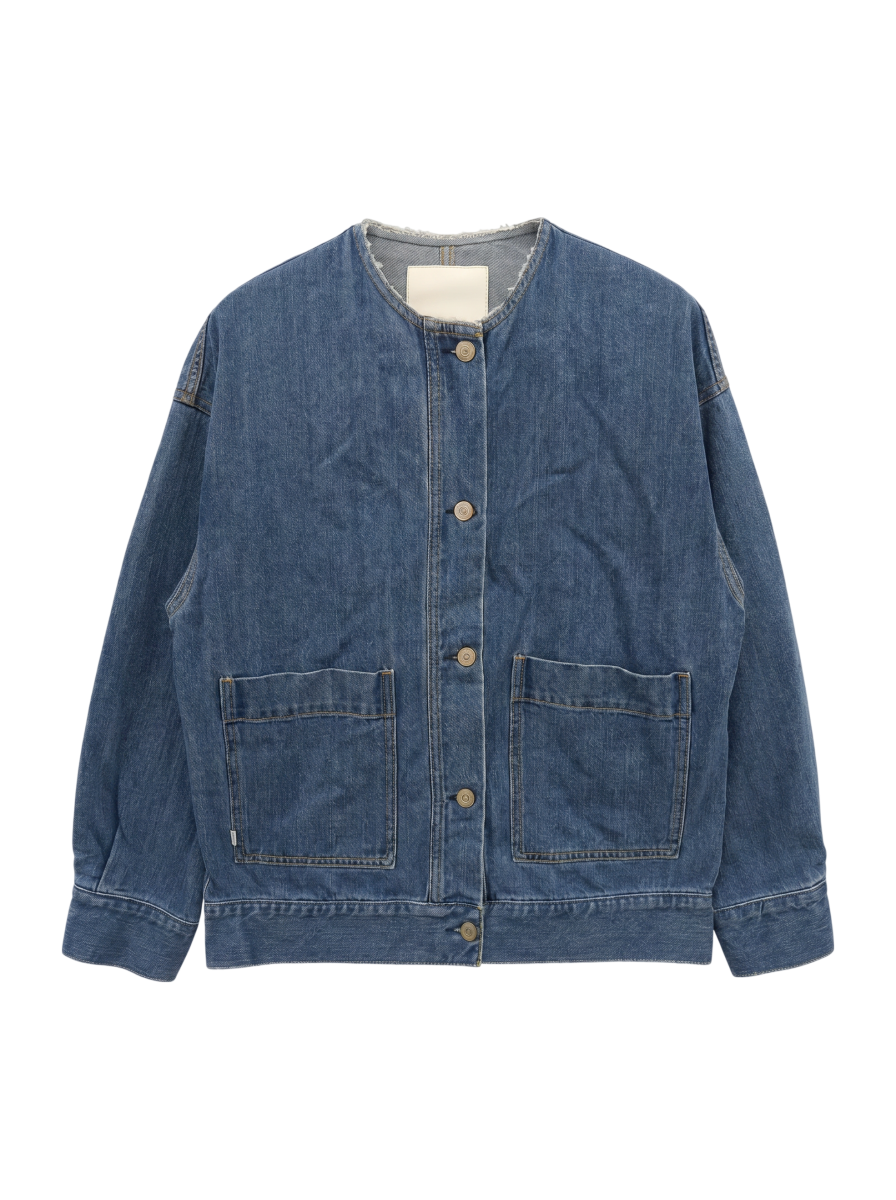 SHIPS any: ノーカラー デニム ブルゾン［SHIPS any DENIM］