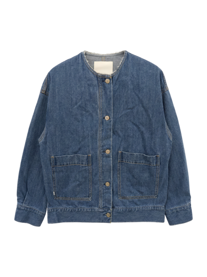 SHIPS any: ノーカラー デニム ブルゾン［SHIPS any DENIM］