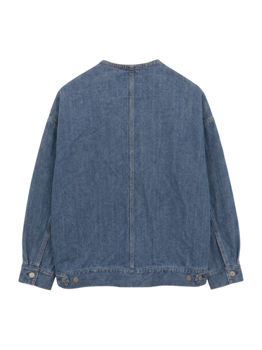 SHIPS any: ノーカラー デニム ブルゾン［SHIPS any DENIM］
