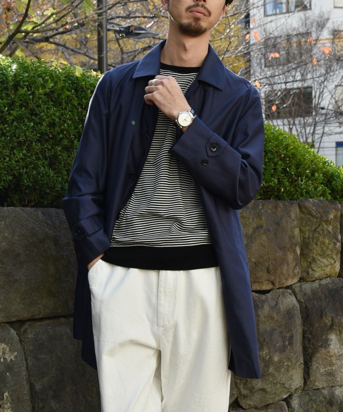 美品　SHIPS ロロピアーナ RAINSYSTEMコットンステンカラーコートM セール】SD: LORO PIANA 【STORMSYSTEM】 コットン ステンカラーコート