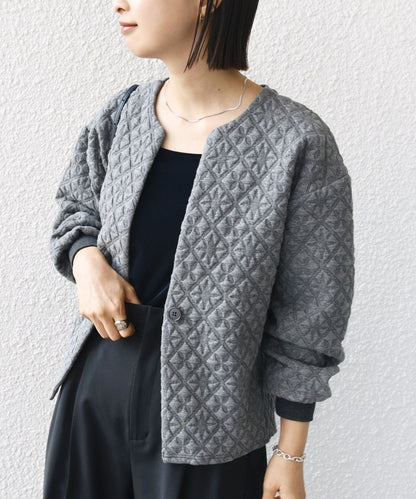 【WEB限定】〈手洗い可能〉キルティング ジャカード カーディガン