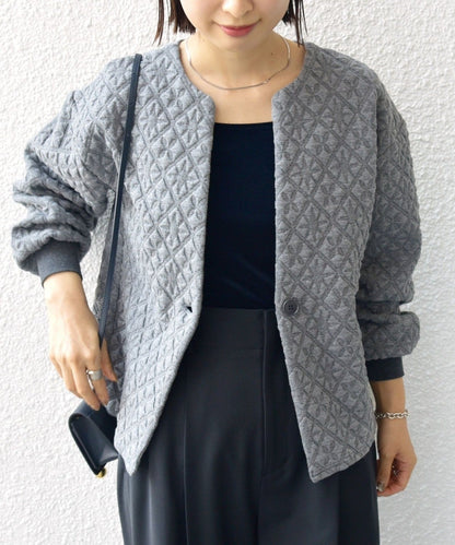 【WEB限定】〈手洗い可能〉キルティング ジャカード カーディガン