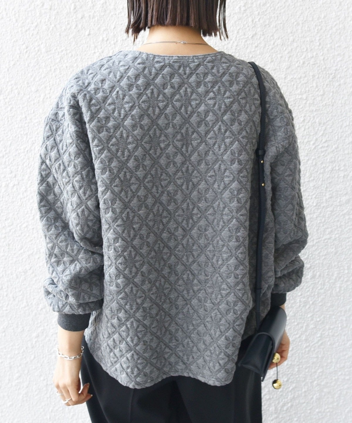 【WEB限定】〈手洗い可能〉キルティング ジャカード カーディガン