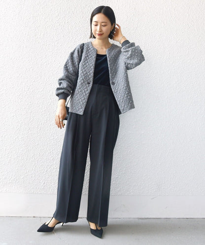 【WEB限定】〈手洗い可能〉キルティング ジャカード カーディガン