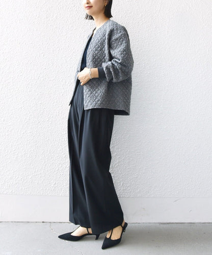 【WEB限定】〈手洗い可能〉キルティング ジャカード カーディガン