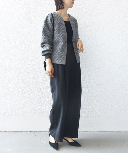 【WEB限定】〈手洗い可能〉キルティング ジャカード カーディガン