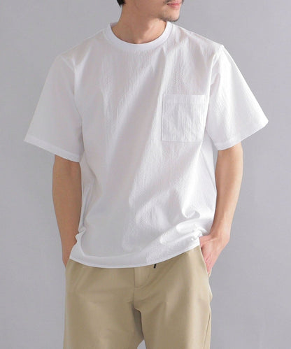 SHIPS: COOLMAX(R) シアサッカー クルーネック Tシャツ