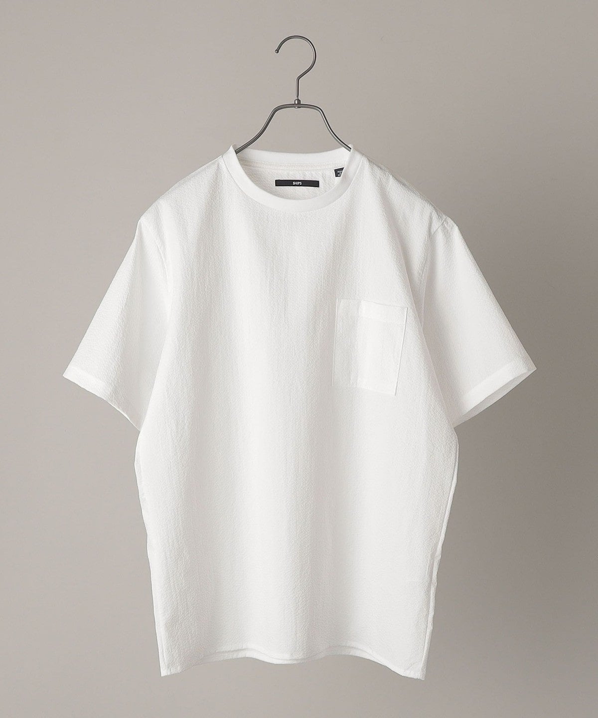 SHIPS: COOLMAX(R) シアサッカー クルーネック Tシャツ