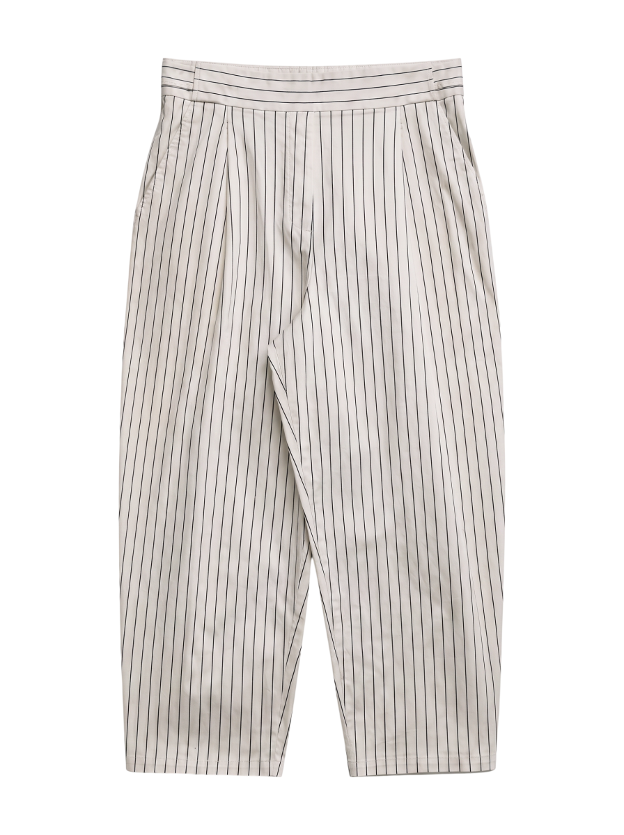 TWILL STRIPE TUCK PANTS
