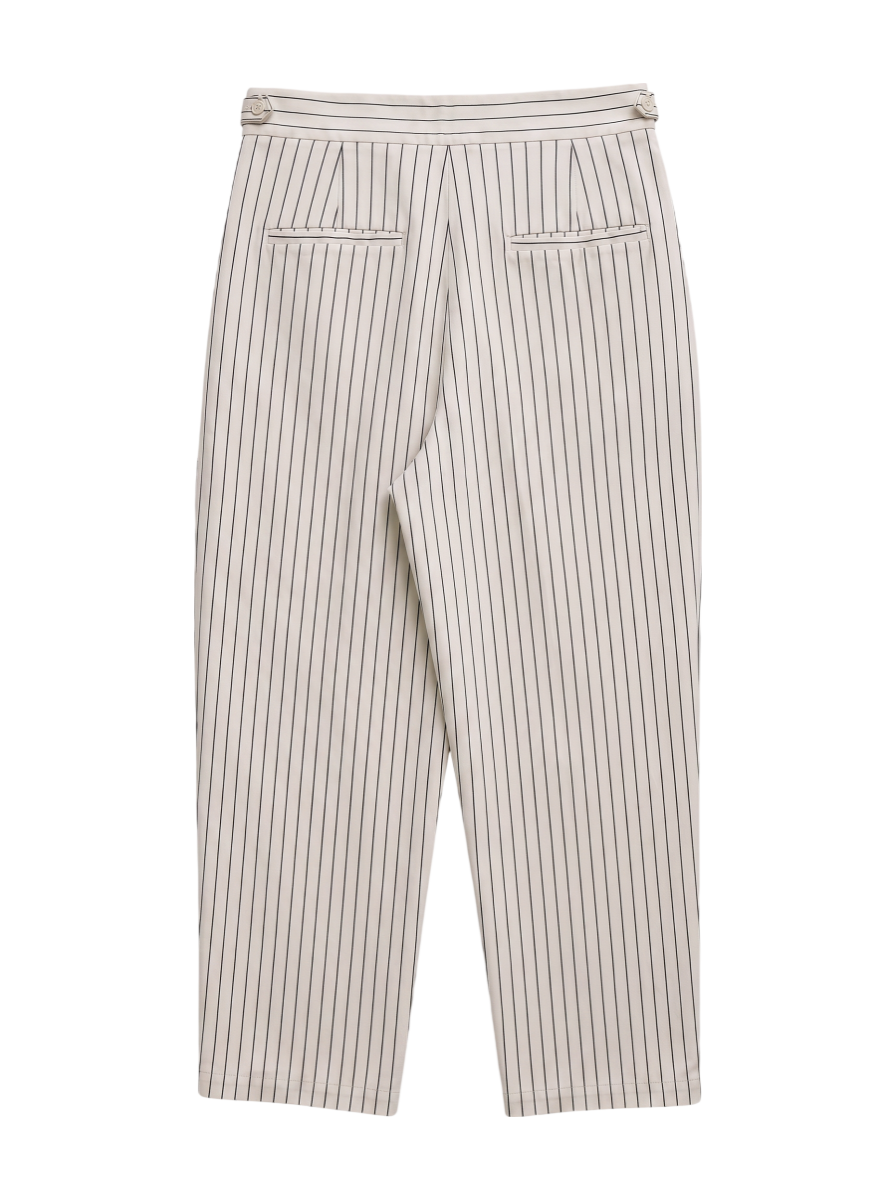 TWILL STRIPE TUCK PANTS