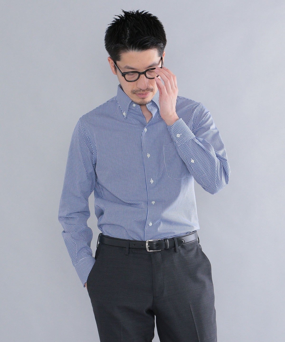 SHIPS: イージーアイロン ギンガムチェック イタリアンボタンダウン  シャツ