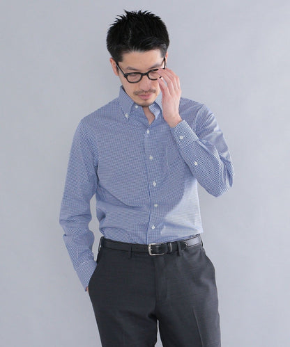 SHIPS: イージーアイロン ギンガムチェック イタリアンボタンダウン  シャツ