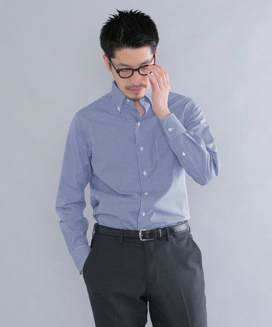 SHIPS: イージーアイロン ギンガムチェック イタリアンボタンダウン  シャツ