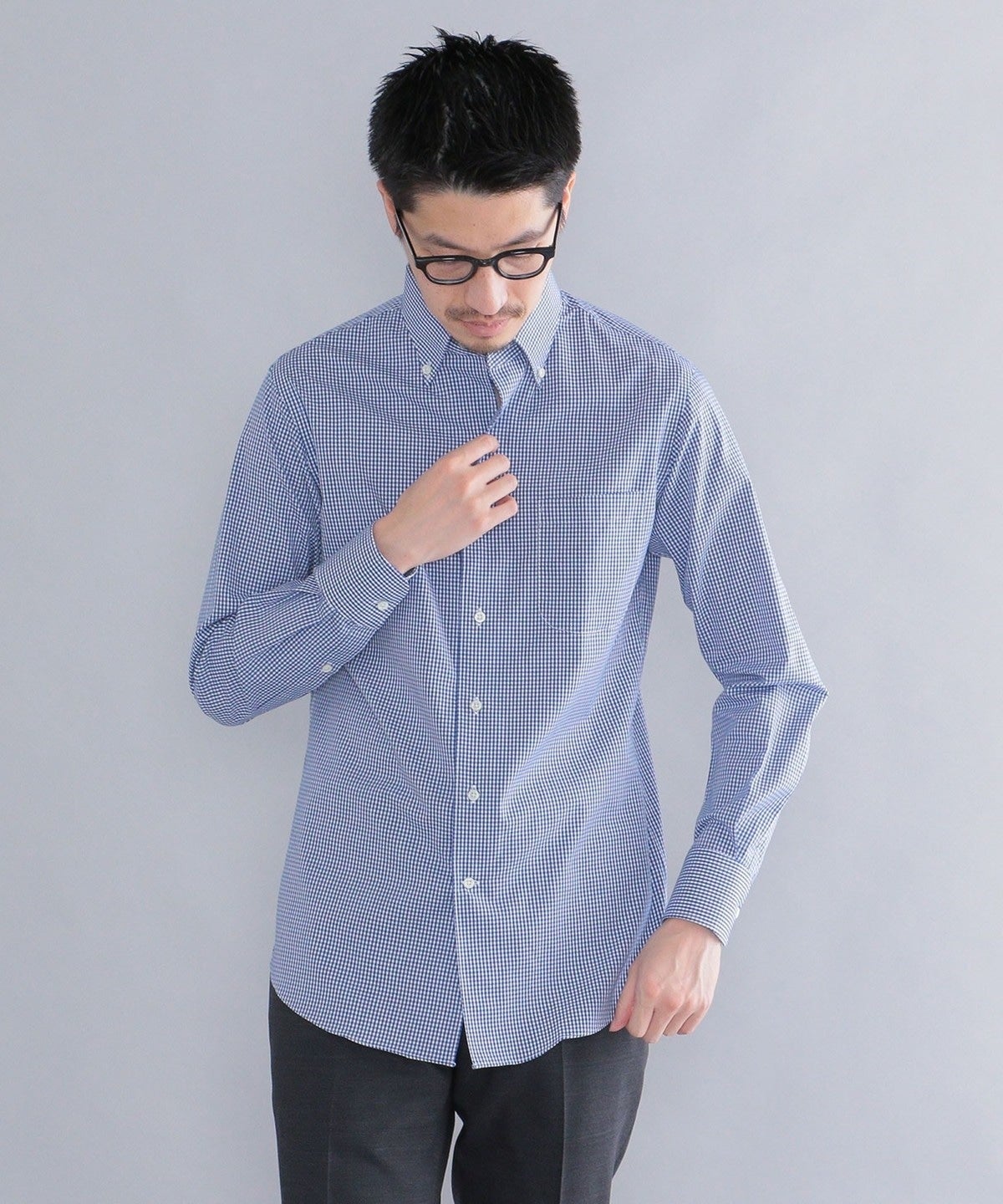 SHIPS: イージーアイロン ギンガムチェック イタリアンボタンダウン  シャツ