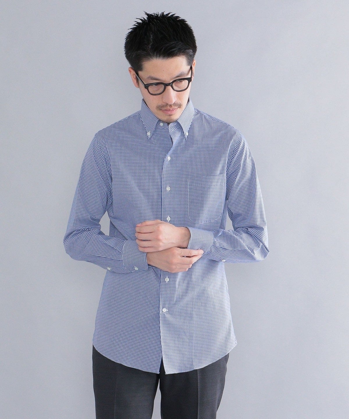 SHIPS: イージーアイロン ギンガムチェック イタリアンボタンダウン  シャツ