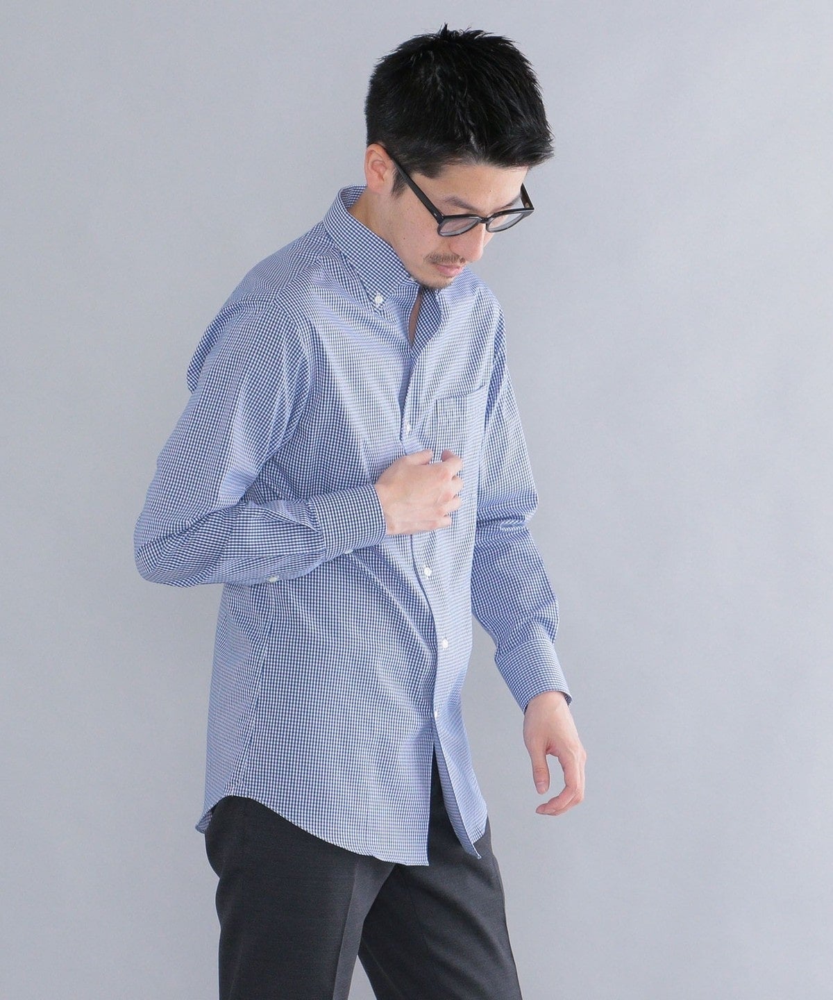 SHIPS: イージーアイロン ギンガムチェック イタリアンボタンダウン  シャツ