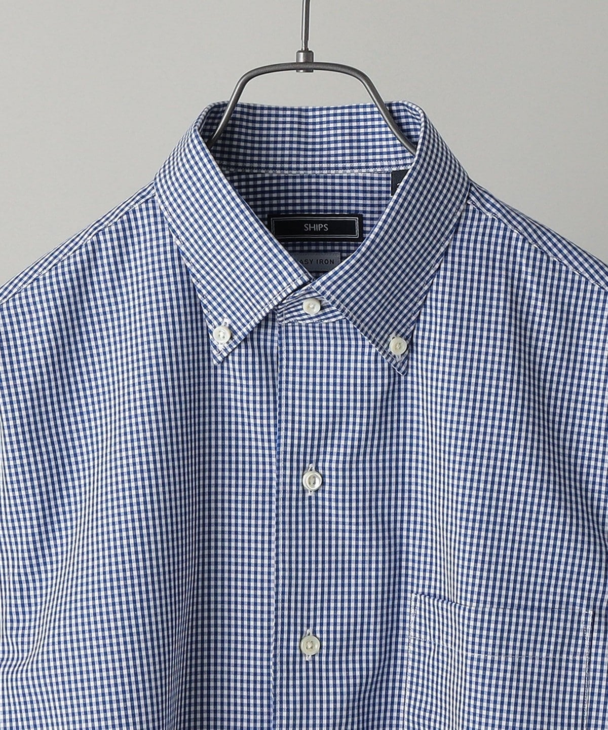 SHIPS: イージーアイロン ギンガムチェック イタリアンボタンダウン  シャツ