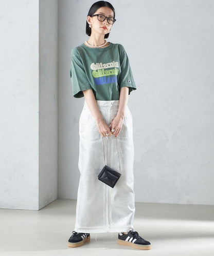 〈洗濯機可能〉箔プリント Iライン デニム スカート 24SS