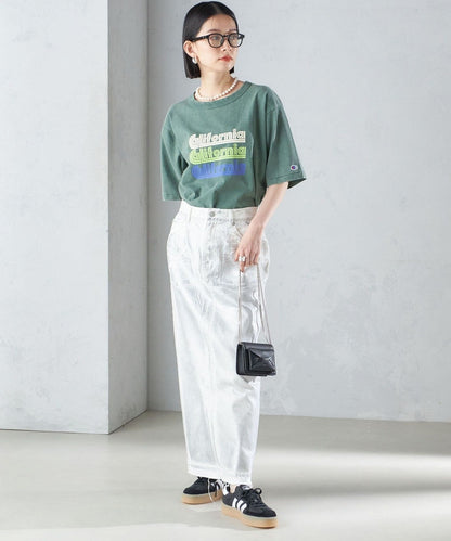 〈洗濯機可能〉箔プリント Iライン デニム スカート 24SS