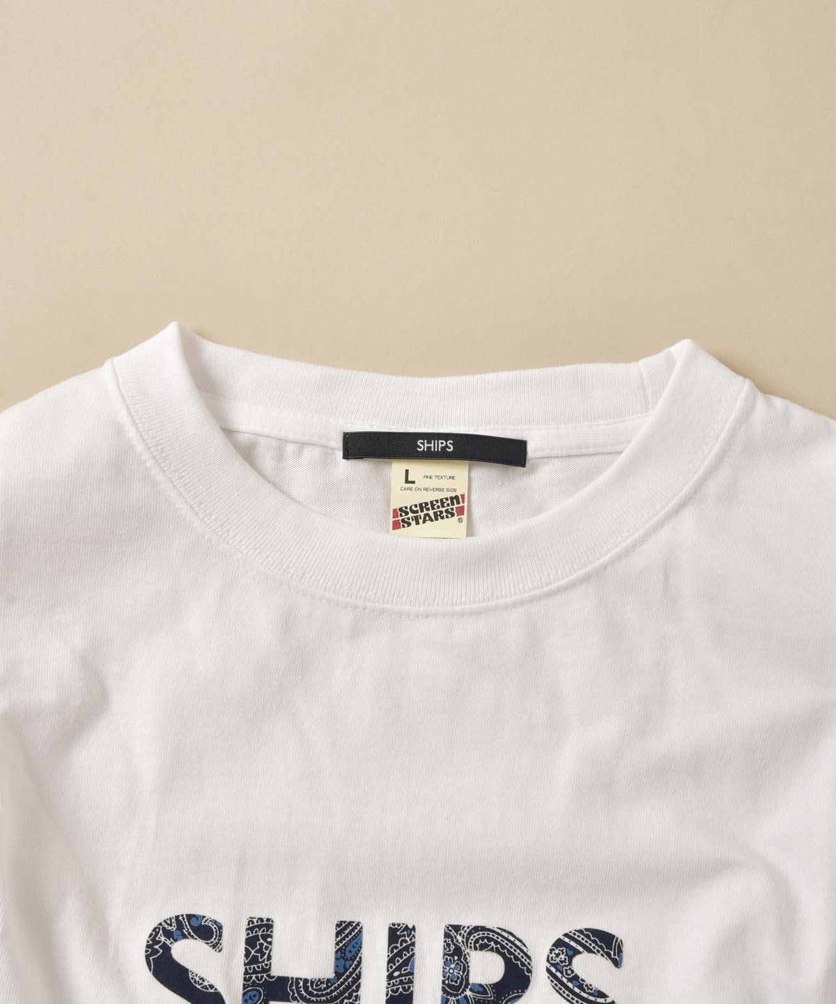 SHIPS: SHIPS ロゴ ペイズリー/フラワー/レオパード柄 Tシャツ