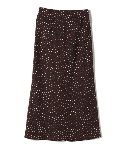 〈手洗い可能〉リネンレーヨンドット/ソリッドセミフレアスカート