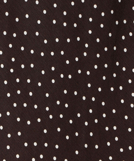 〈手洗い可能〉リネンレーヨンドット/ソリッドセミフレアスカート